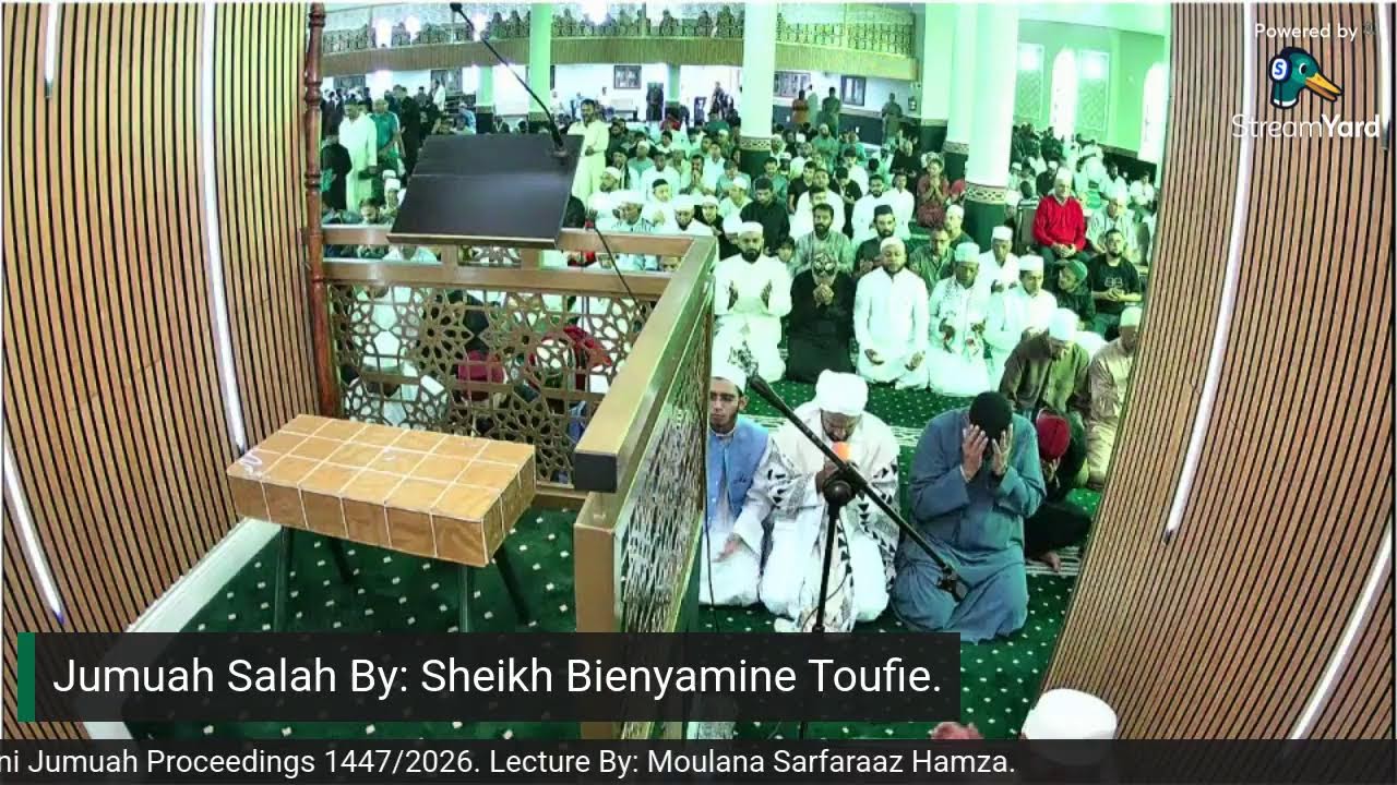 Masjid Sulaimani Jumuah Proceedings 13th February 2026 By: Moulana Sarfaraaz Hamza.