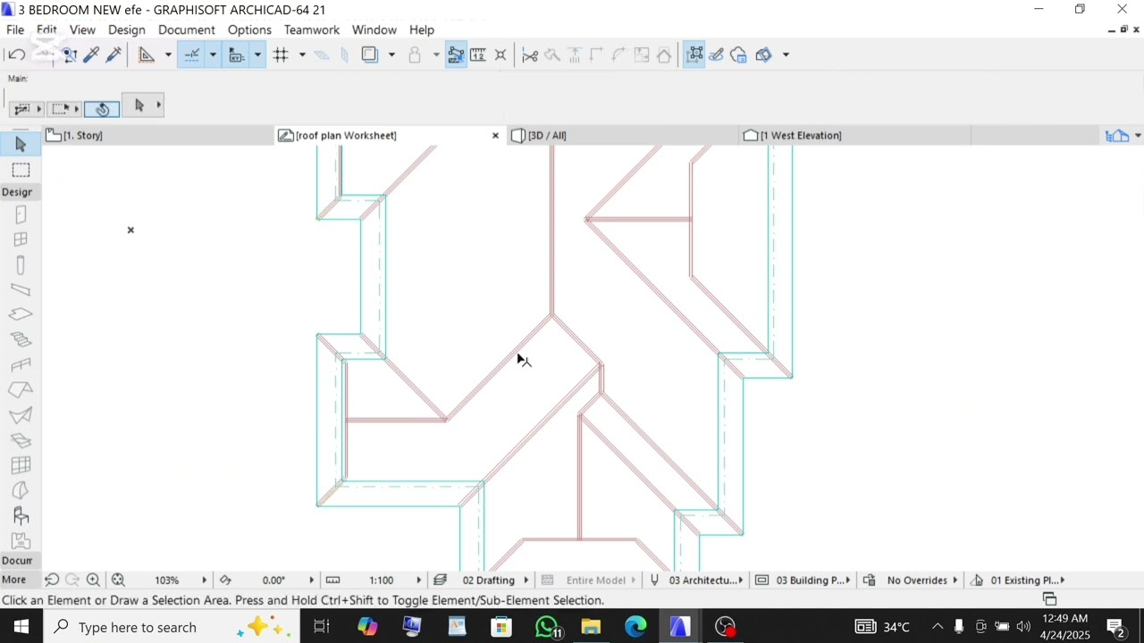 How to draw a 2D Roof plan in Archicad
