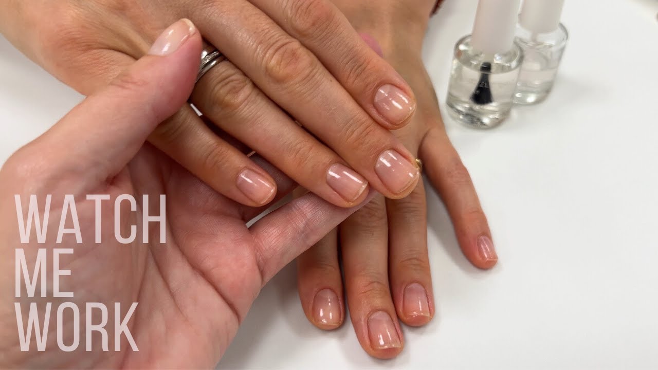 Simple manicure with clear coat. "Progress, not perfection!!"