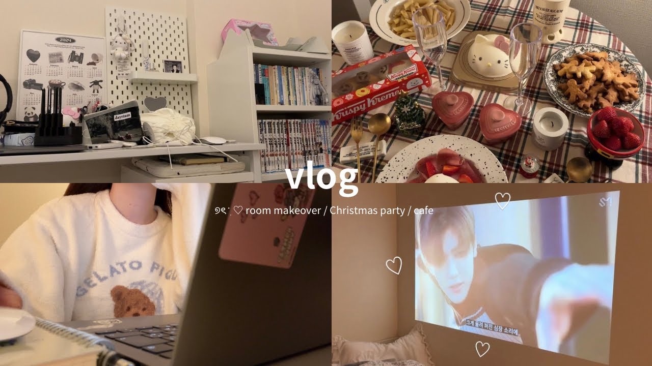 ［vlog］社会人オタクの日常❄️お部屋作りep.3,勉強とスケジュール管理 notion,お家でクリスマス🎄冬のカフェ巡り(sub)