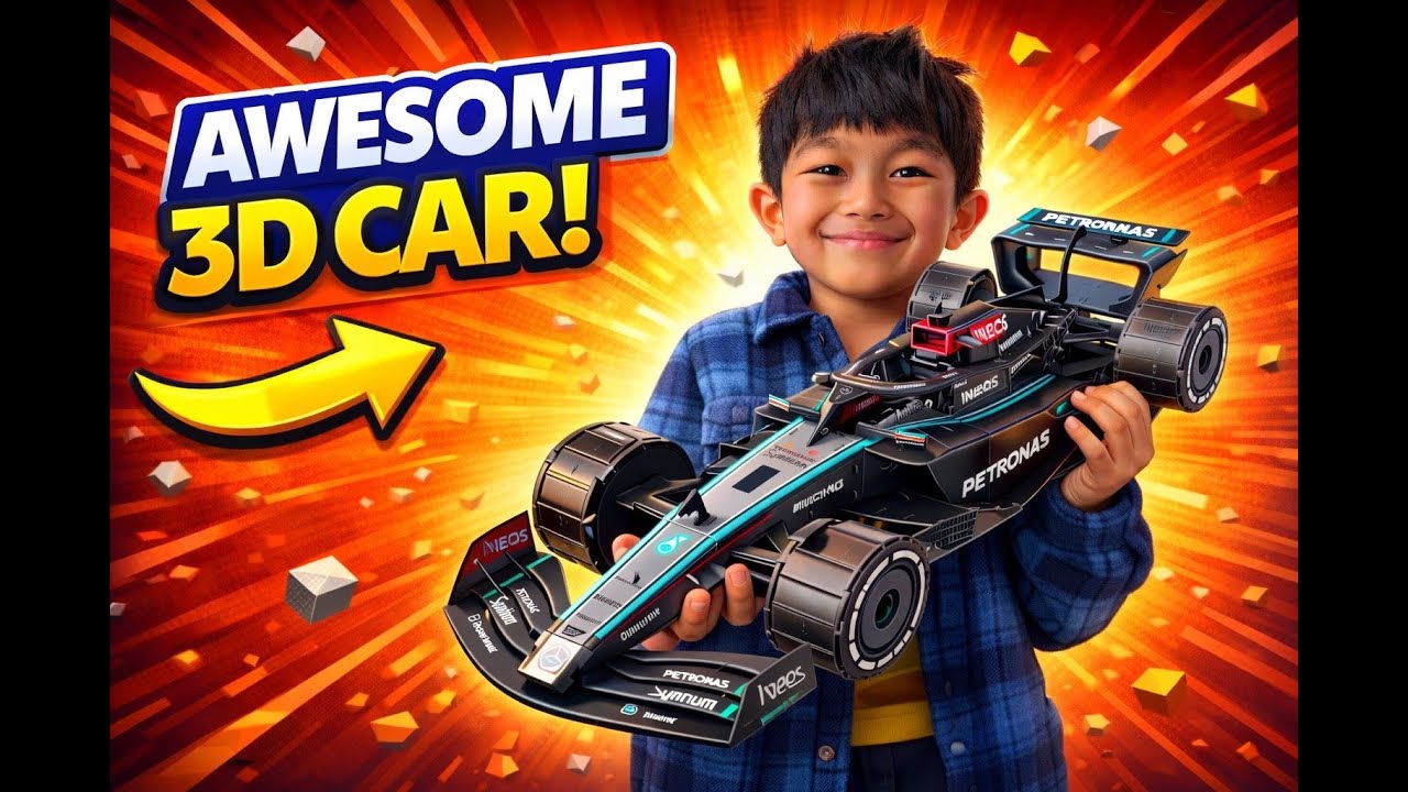 I built 4D Build Mercedes F1 Car & Garage 3D Model Kit #Liamjay #colorfulLego #f1