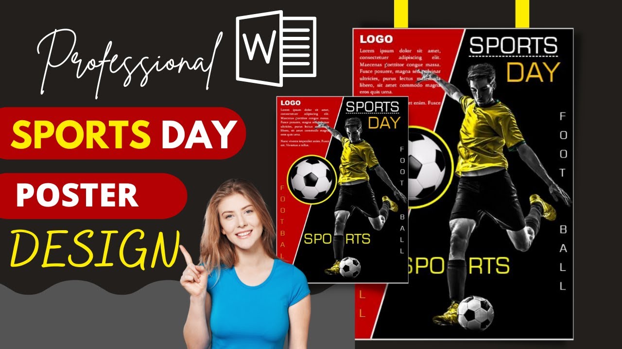How to make a professional Sports Day Poster design In MS Word || Football tournament Poster design.