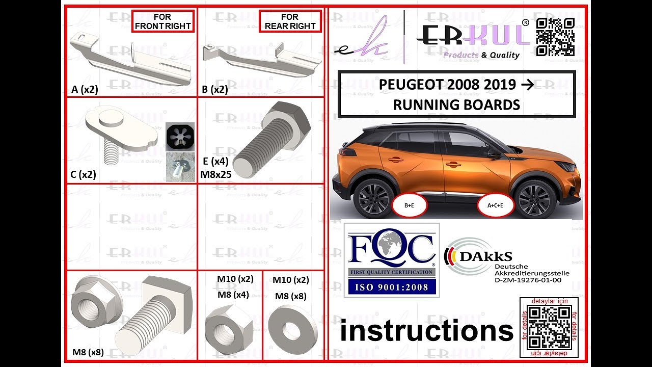 peugeot 2008 2019+ running boards installation / yan basamak montajı