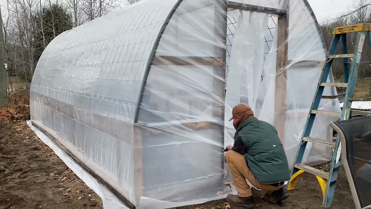 Putting Plastic On The Cattle Panel Hoop House Greenhouse