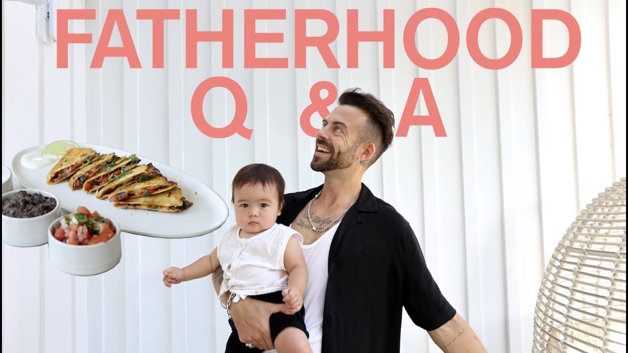 Making veggie filled quesadillas while answering questions on fatherhood