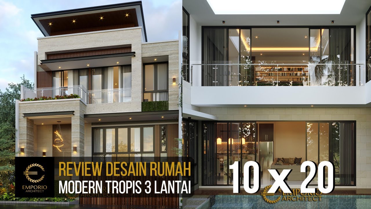 DESAIN RUMAH MEWAH STYLE MODERN TROPIS MILIK IBU YASMIN DENGAN LEBAR 10M DAN PANJANG 20M