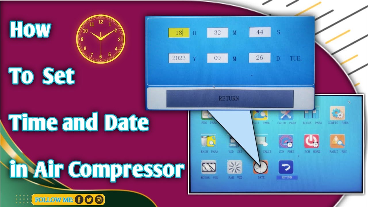 How To  Set Time and Date in Air Compressor | AirHorse AHD-100AV Compressor | MAM6080B Controller