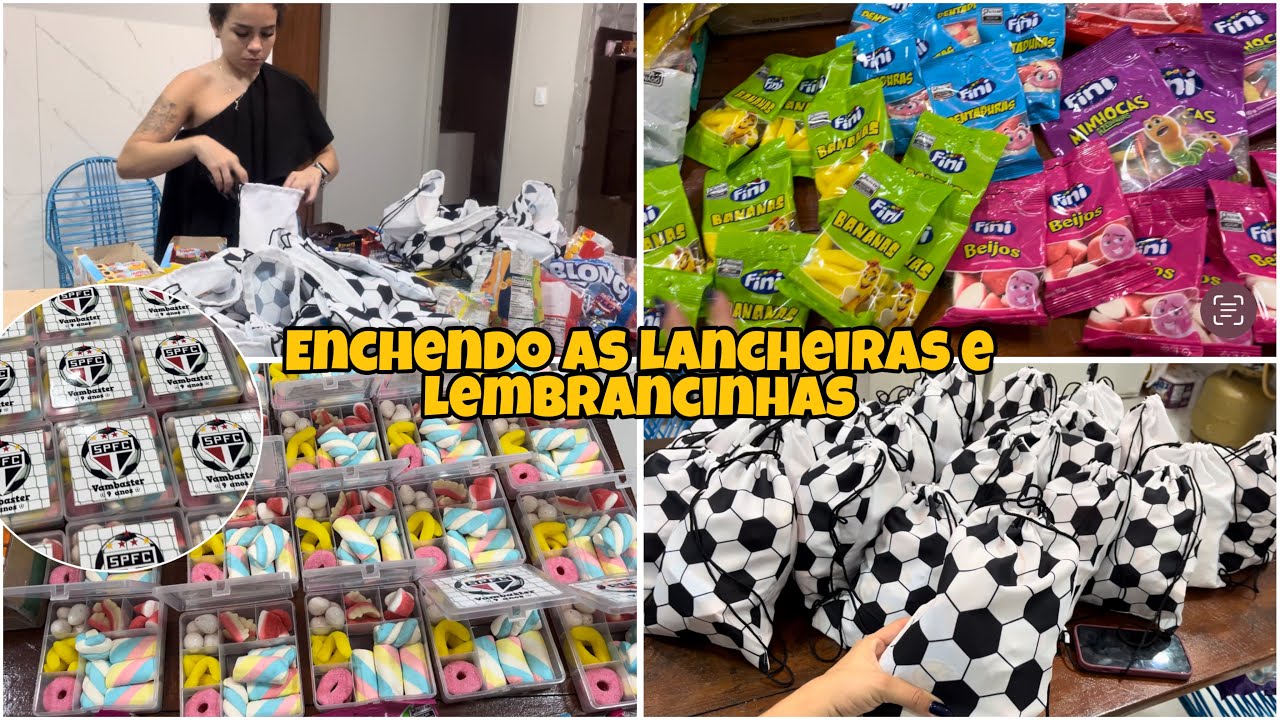 COLOCANDO OS FINIS NAS LEMBRANCINHAS E ENCHENDO AS LANCHEIRAS