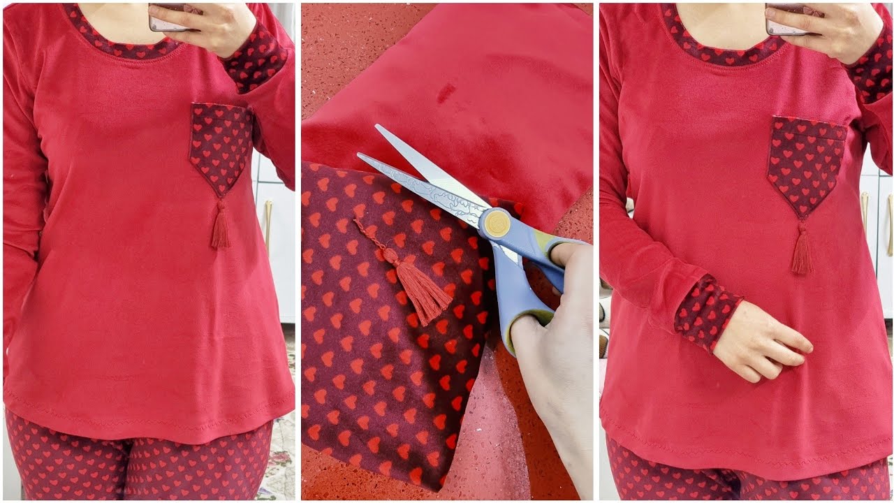 فصال و خياطة ملابس بيتي بأسهل طريقة/  ladies homa wear/ size L