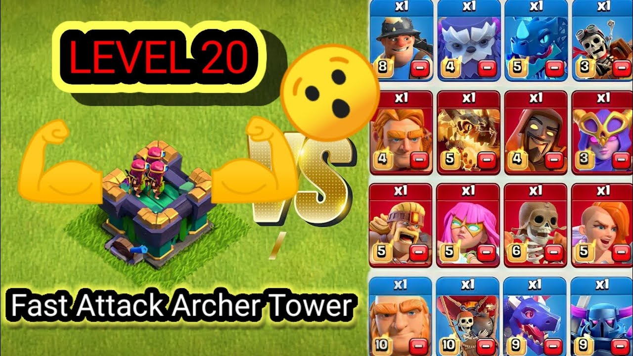 Max Archer tower vs All Max Troops / Max Geared up Archer Tower VS All Max Troops - CLASH OF CLANS..