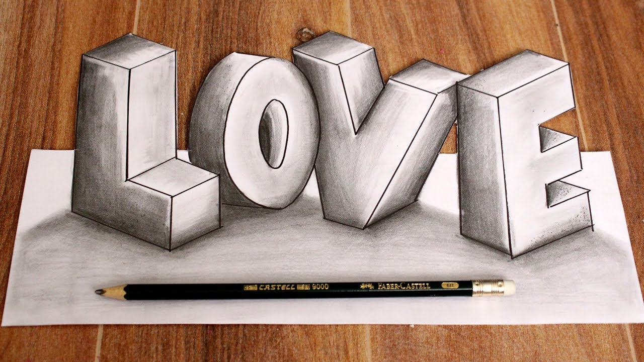HOW to Draw LOVE 3D Letters  ✅ DRAWING 3D WORDS  ❤️ Como Dibujar letras BONITAS en 3D