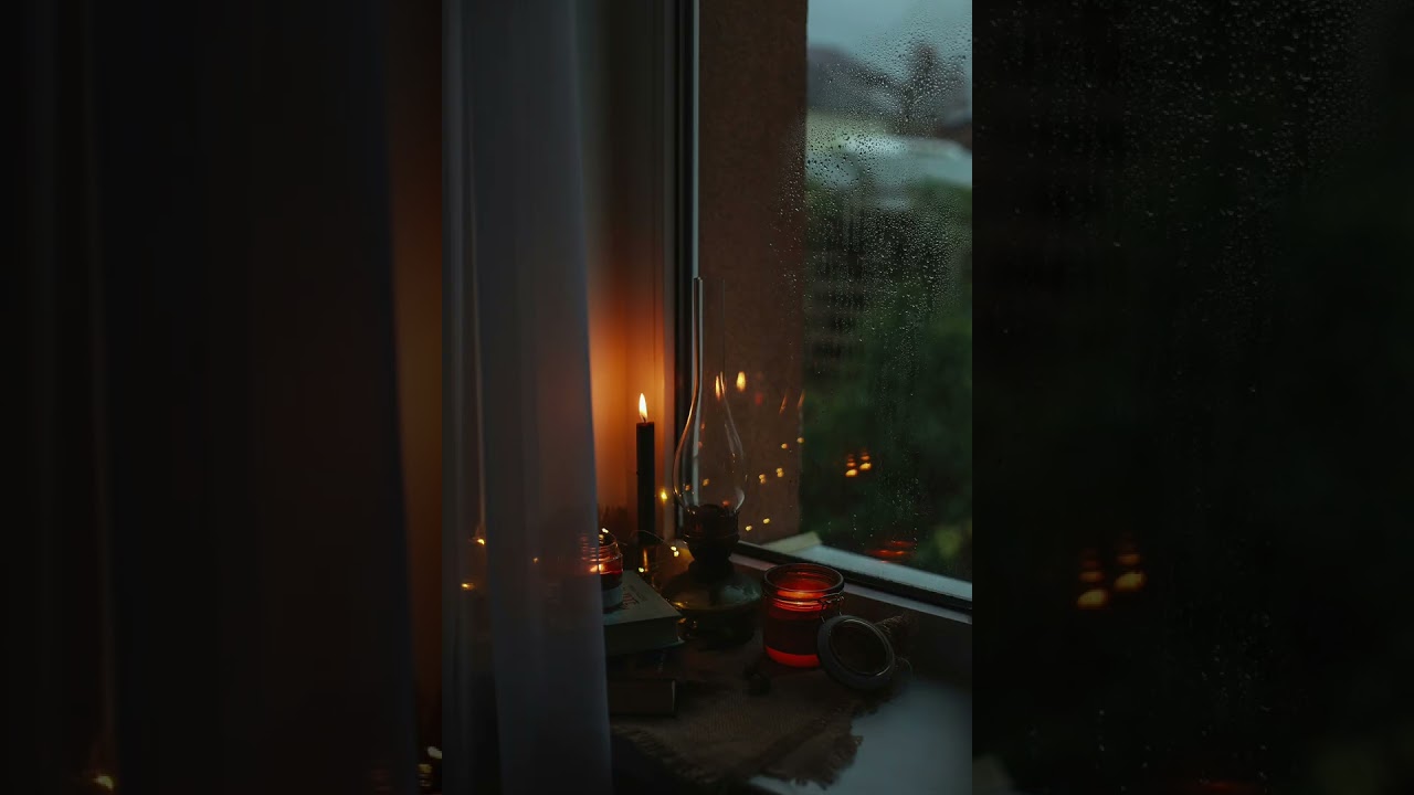 Candlelight by the Window🕯️| Rainy Indoor Evening Ambience