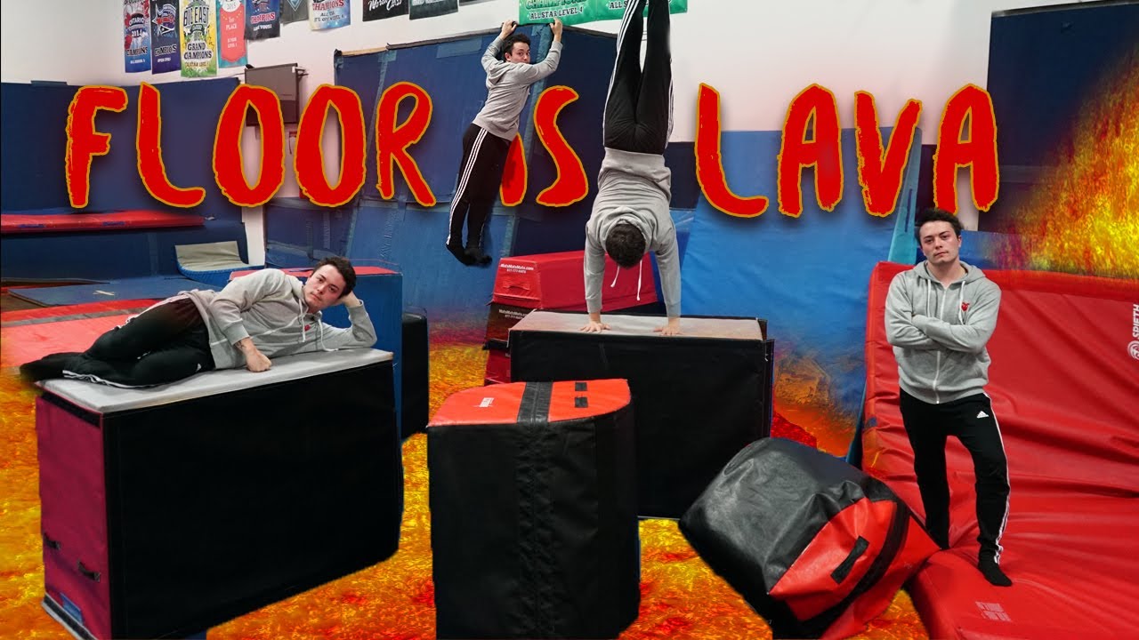 THE FLOOR IS LAVA CHALLENGE AT GYMNASTICS GYM!! (CRAZY)