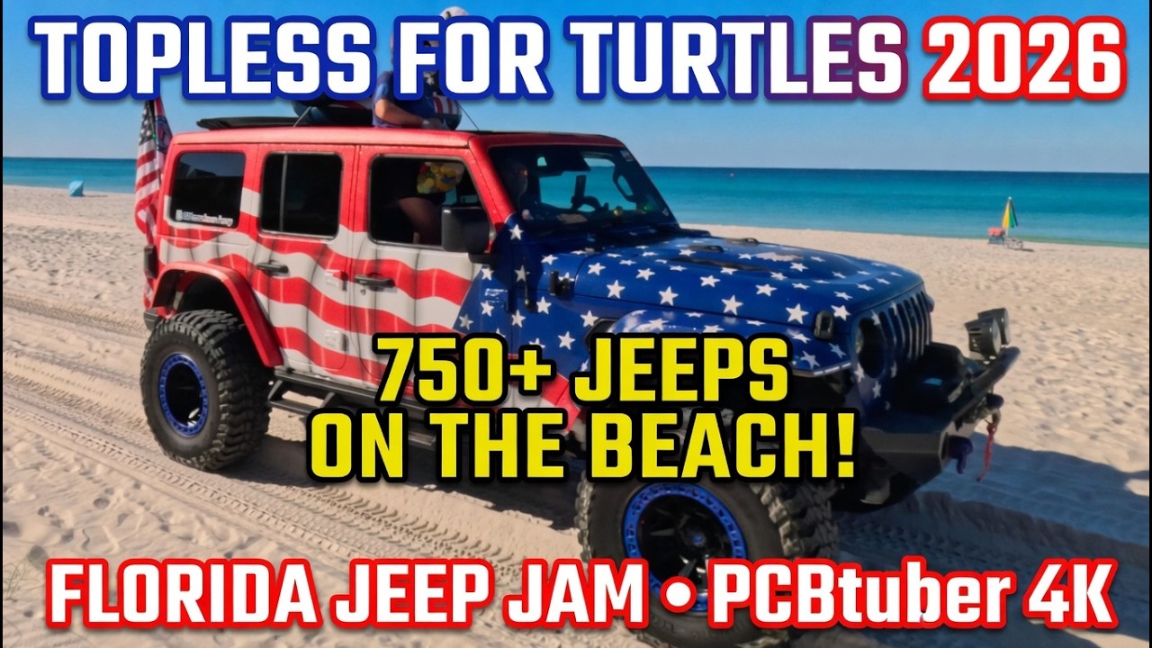 1000+ Jeeps Take Over Panama City Beach | Topless for Turtles Beach Krawl 2026 | 4K Jeep Jam