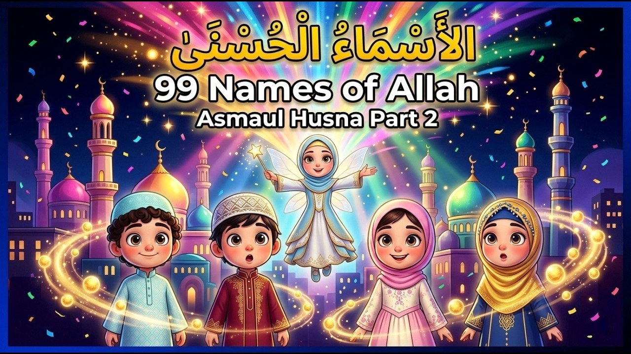 Asmaul Husna 99 Names Allah Part 2 | Islamic Kids Nasheed Toddlers 2-6 Years 🌟