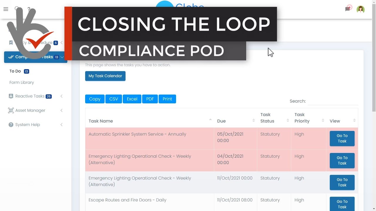 Closing The Loop - See Compliance Tasks, Asset Manager and Reactive Tasks Working Together