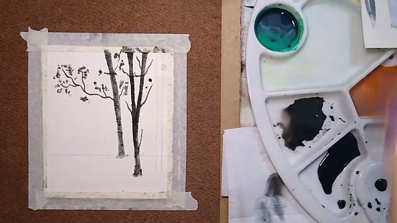 ÁRBOLES  CON TINTA CHINA - TINTA CHINA FÁCIL - ARTE