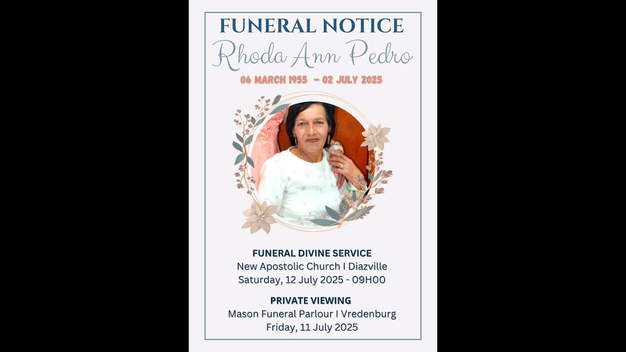 Rhoda Ann Pedro Funeral