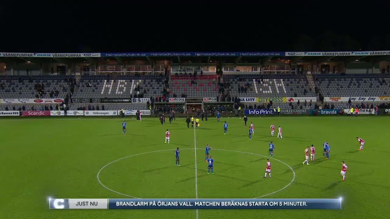 Allsvensk match fick avbrytas när brandlarmet gick - Nyheterna (TV4)
