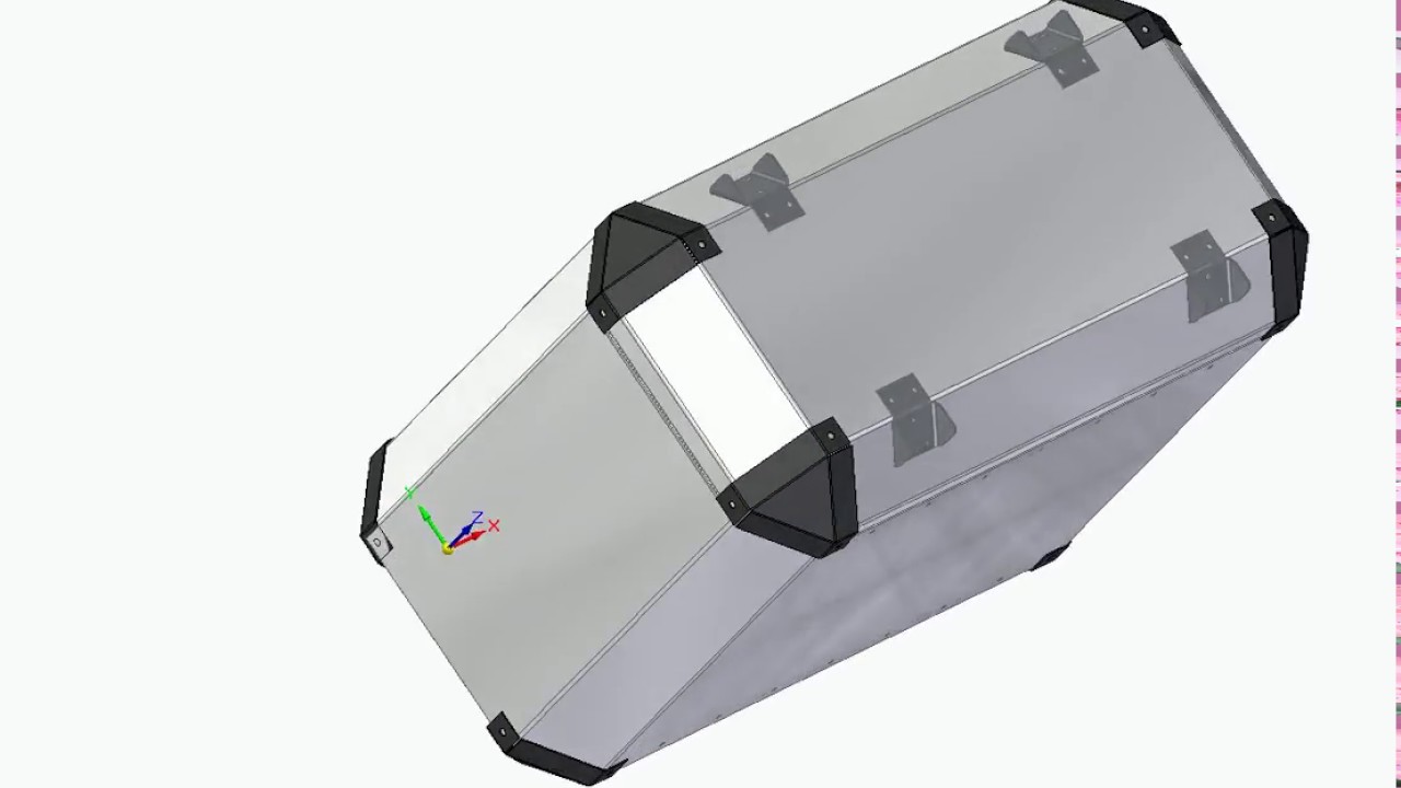 Progetto 3D valigia artigianale moto alluminio 37 lt - handmade aluminum motorcycle case
