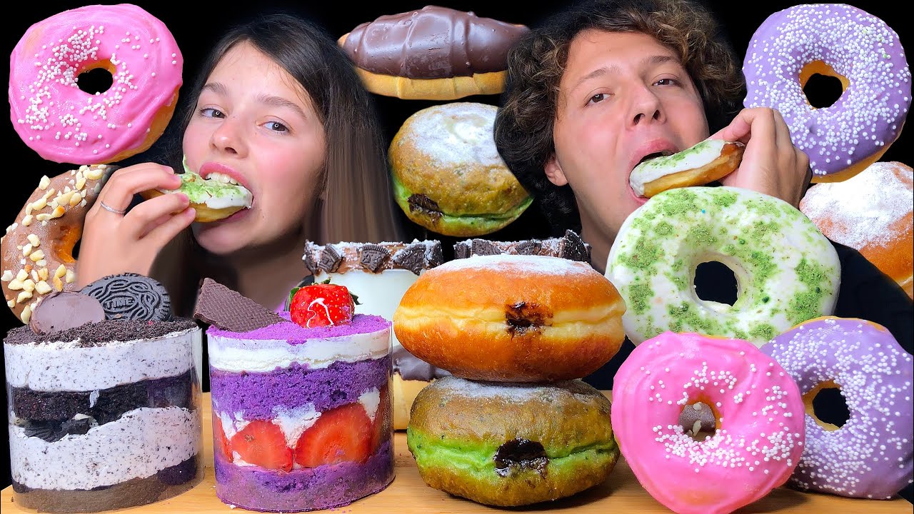 ASMR OREO CAKE, CHOCOLATE DONUTS, CROISSANT, STRAWBERRY CAKE EATING SOUNDS MUKBANG 먹방 Tati ASMR