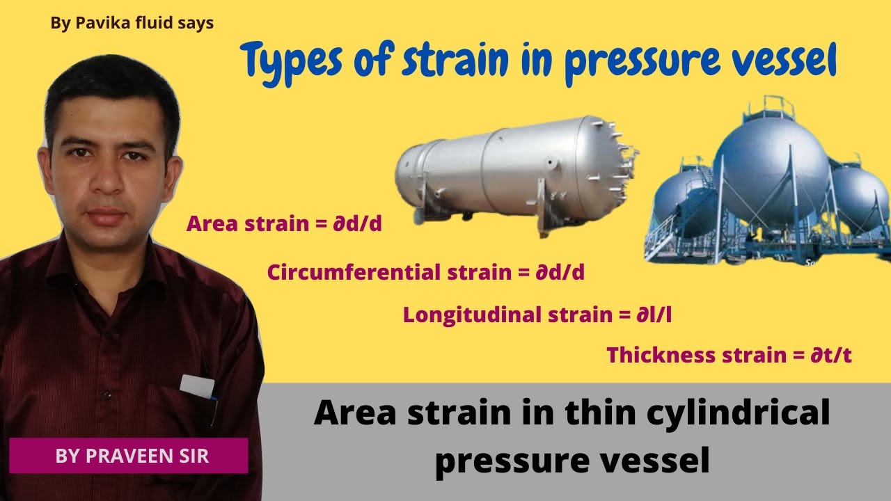 Change in area of thin cylindrical pressure vessel(Area strain)