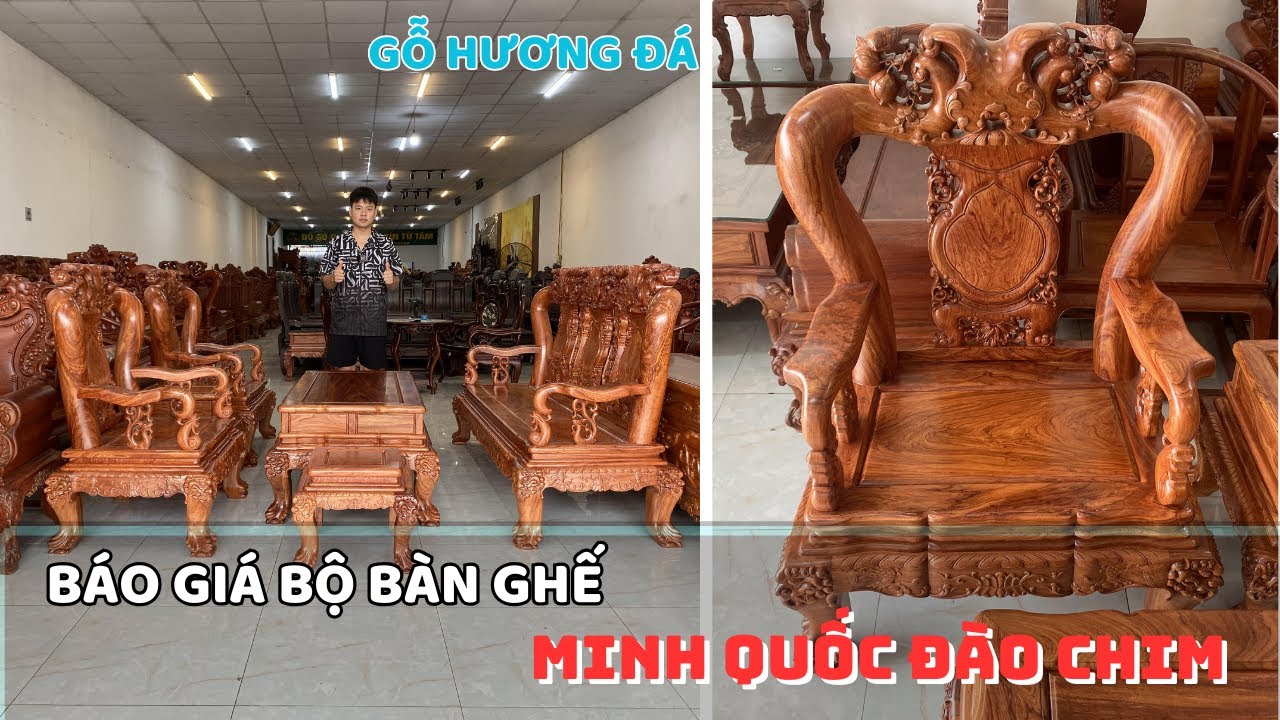 Báo Giá Siêu Phẩm Bàn Ghế Minh Quốc Đào Chim Chân Cột 12 Gỗ Hương Vân Giá Siêu Rẻ - ĐỒ GỖ QUÂN NGA