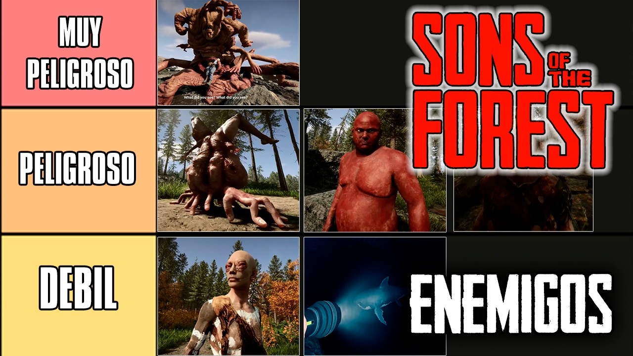 TIER LIST enemigos más PELIGROSOS y como DERROTARLOS SONS OF THE FOREST