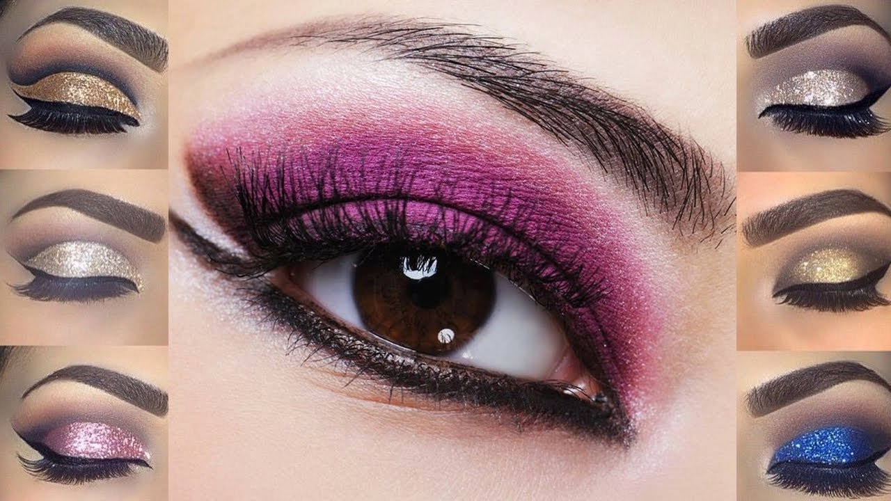 Eye Makeup - How To Apply Eye Shadow, EyeLiner, Mascara - Smokey And Glittery Eye Makeup Tutorials.