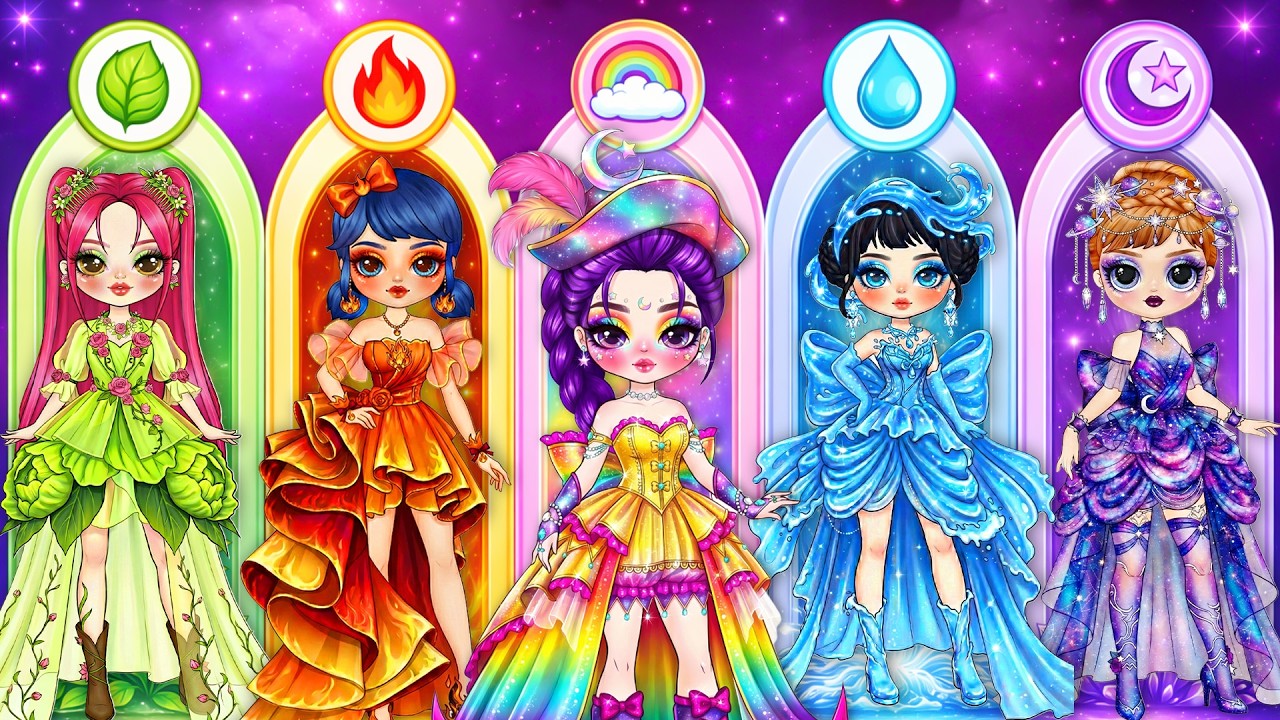 Disney Princess & Huntrix Glow Up Elemental Fashion | Best DIY Fashion Paper Dolls