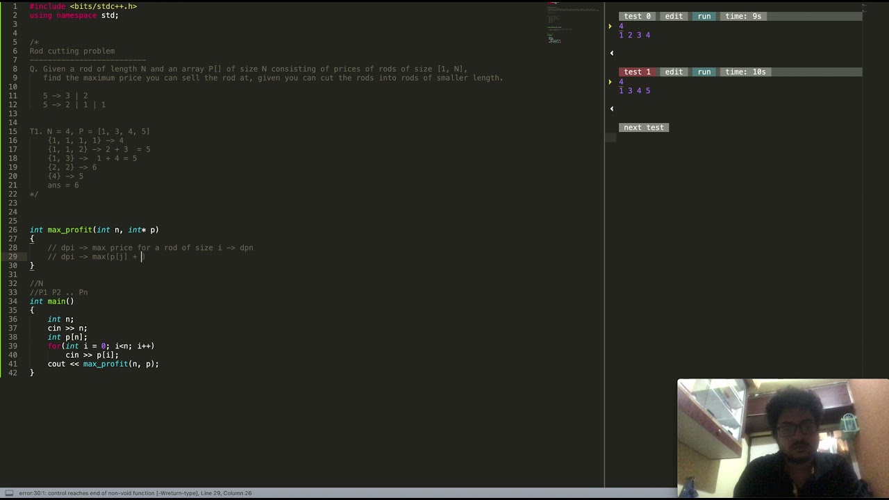 Rod cutting problem - Tabulation