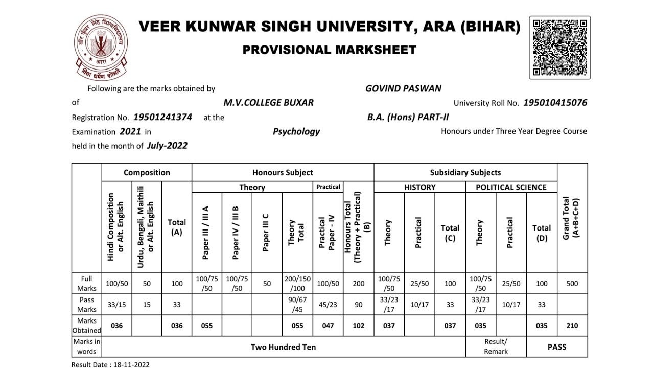 Vksu Part 2 BA Result Download 2019-22