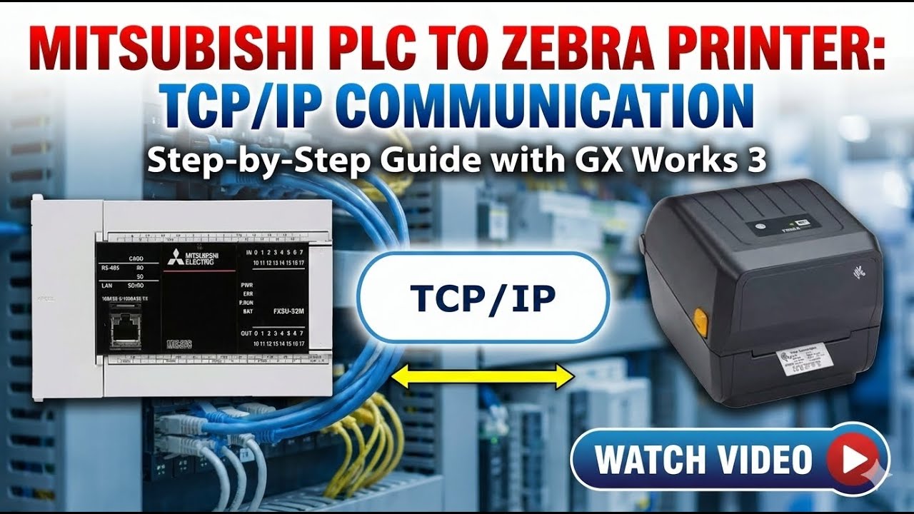 Mitsubishi PLC to Zebra Printer TCP/IP Communication | GX Works 3 Tutorial