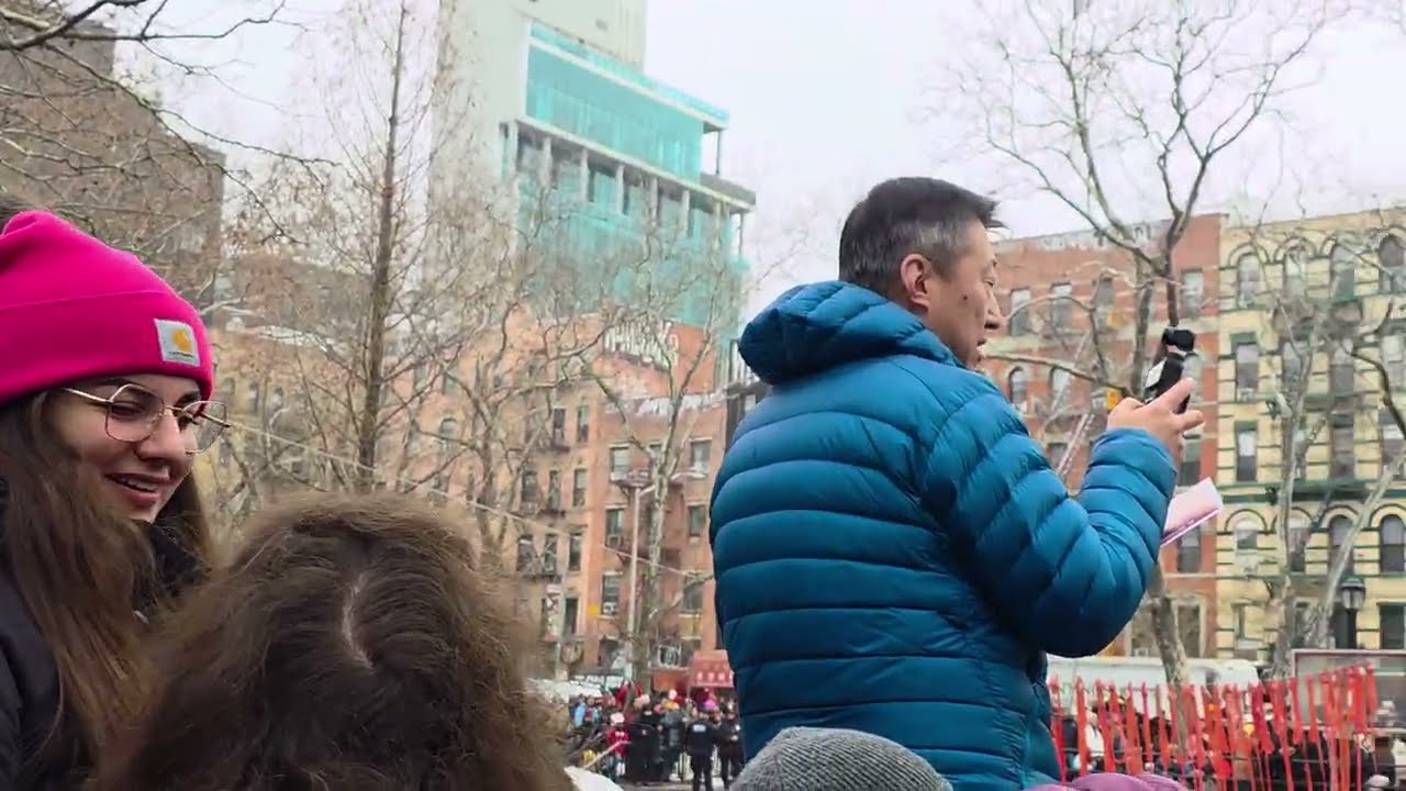 NYC Views Chinese New Year Firecrackers ceremony in Sara Delano Roosevelt Park in Chinatown. 