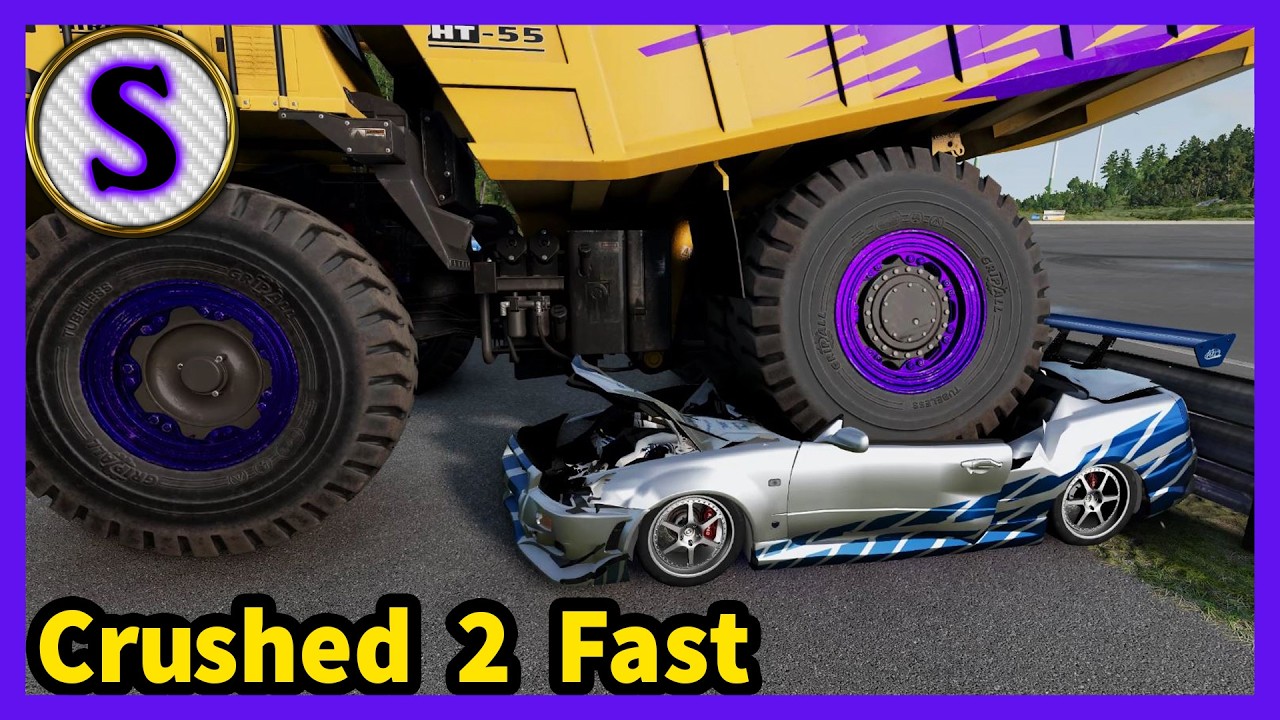 2 Fast 2 Furious Cars getting CRUSHED by HEAVY Vehicles #2 | Satisfying Crushing | BeamNG drive