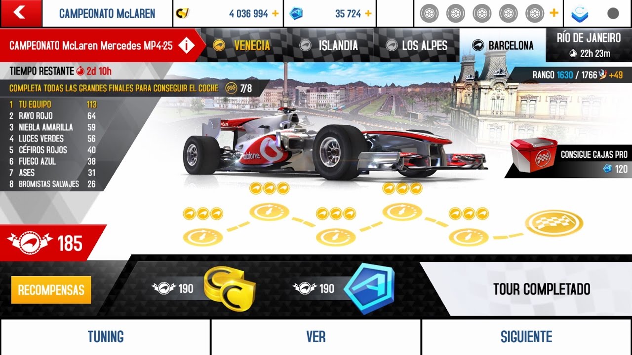 Asphalt 8, McLaren Mercedes MP4-25, Barcelona