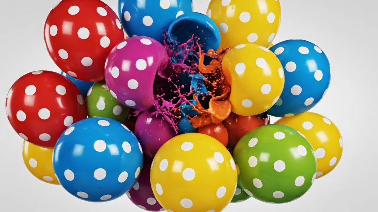 “Color Explosion! Polka Dot Balloons Popping Satisfying ASMR 💧”