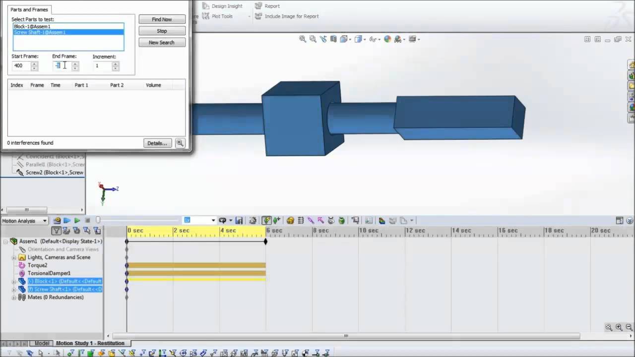SOLIDWORKS Simulation — обнаружение помех с помощью моделирования движения