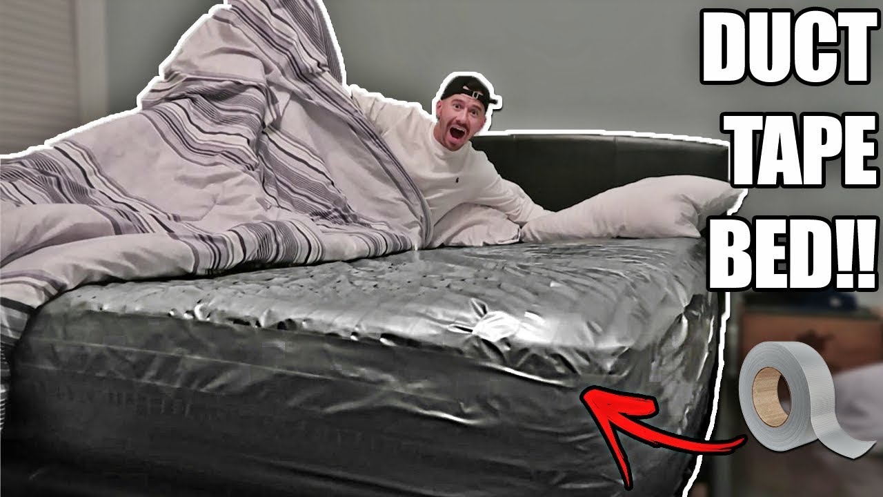 SURPRISE DUCT TAPE BED PRANK ON ROOMMATE!! (100 LAYERS)