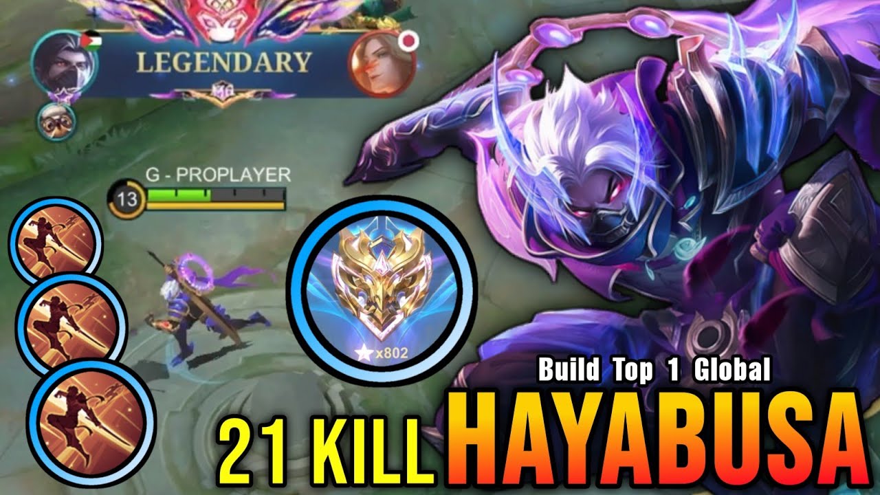 Finally 800+ STARS!! 21 Kills Hayabusa Shura Monster Jungler!! - Build Top 1 Global Hayabusa ~ MLBB