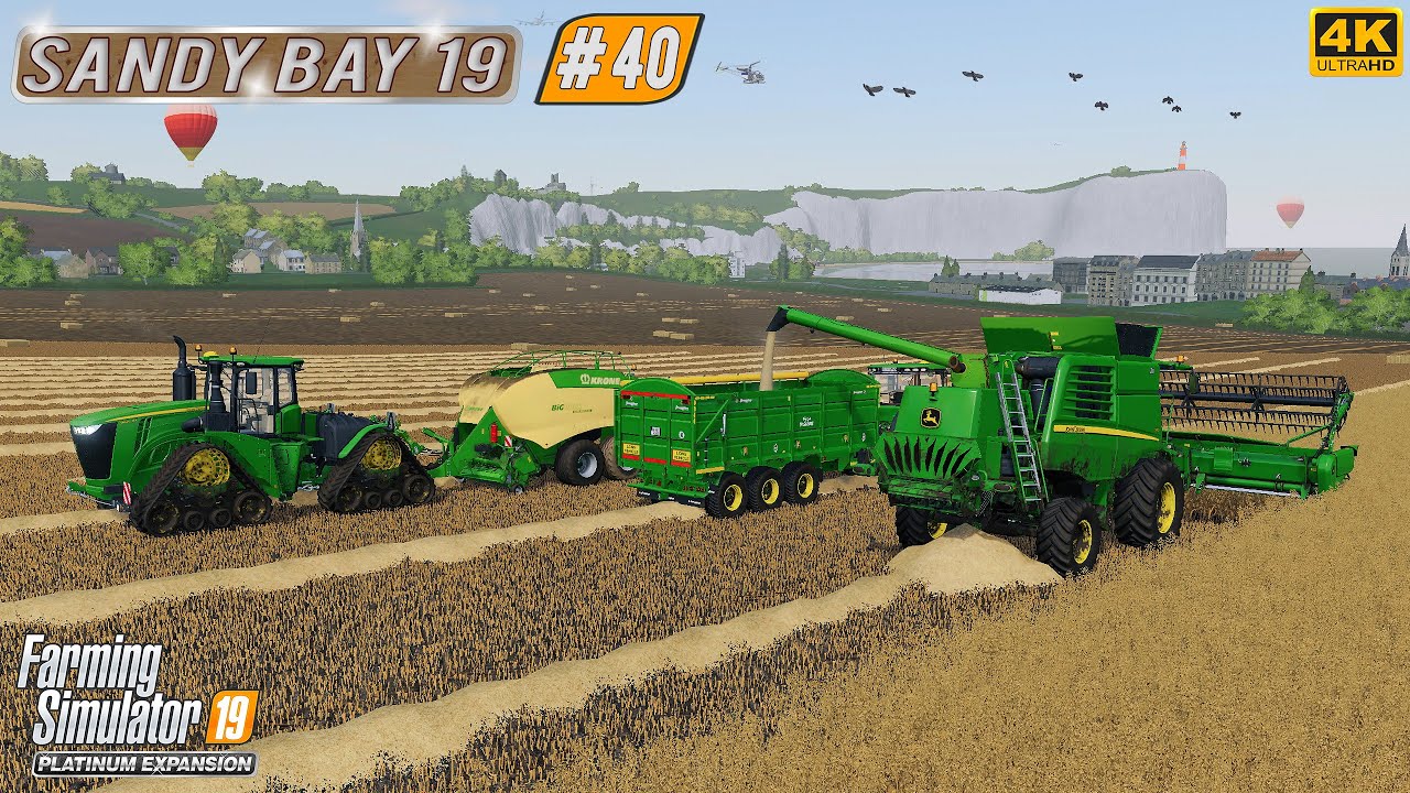 Finishing Harvesting 35.6 acres of Oat. Baling Straw ⭐ Sandy Bay 19 #40 ⭐ FS19 4K TimeLapse