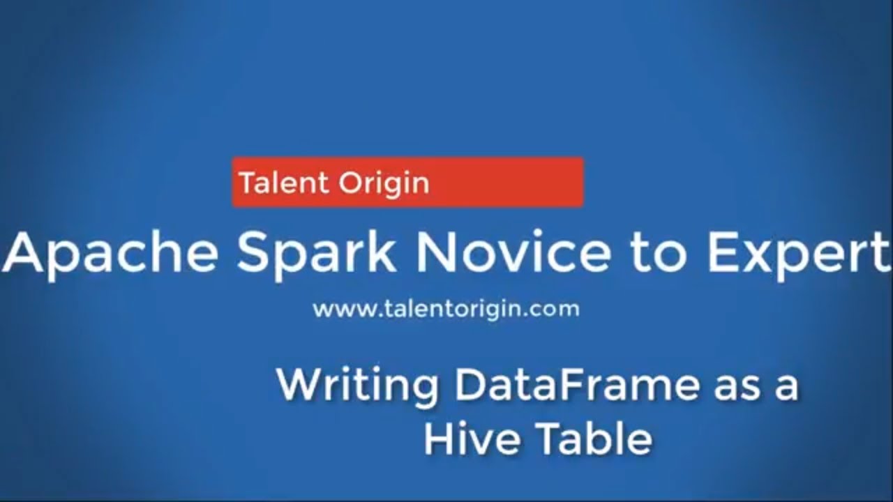 Writing DataFrame as a Hive Table