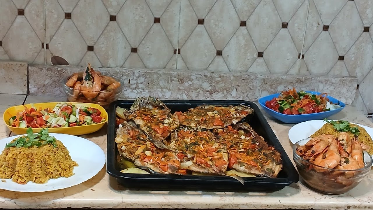 طريقه  المطاعم سنجاري  بوري مشوي  في الفرن مع الخضار  واحلي 🍤 🦐 جمبري ورز صيادية