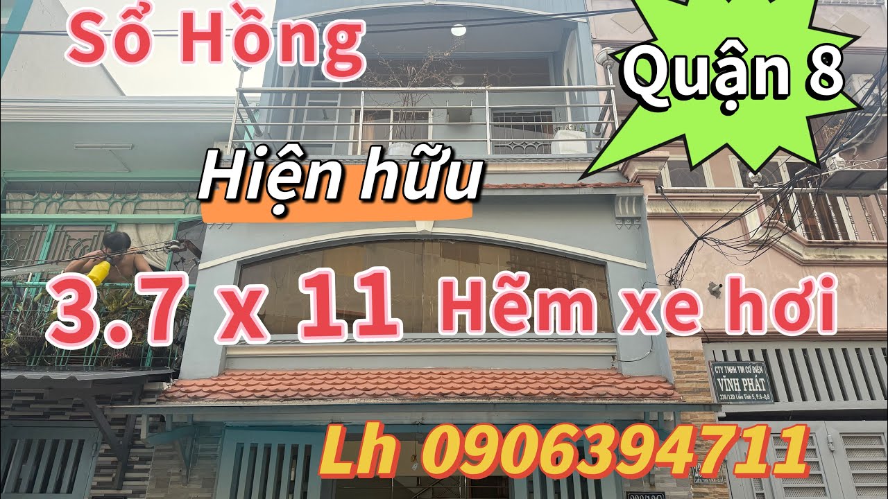 Quận 8) 👉sổ Hồng riêng💥 DT 3.7 x 11 một Lững 1 Lầu 3p2wc hẽm trước nhà 10 m  xe 🚗 Lh 0906394711