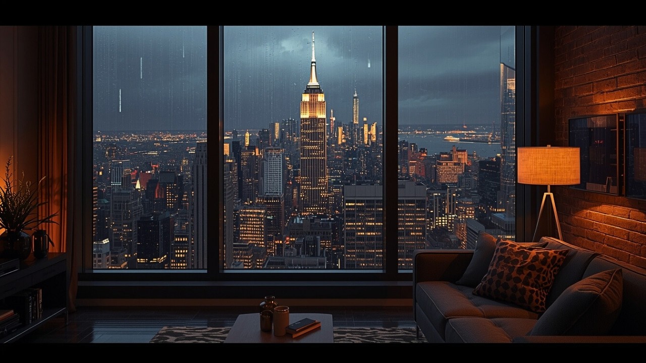 Rainy New York Loft 🌧 Lofi Music & Rain Sounds for Study (4 Hours)