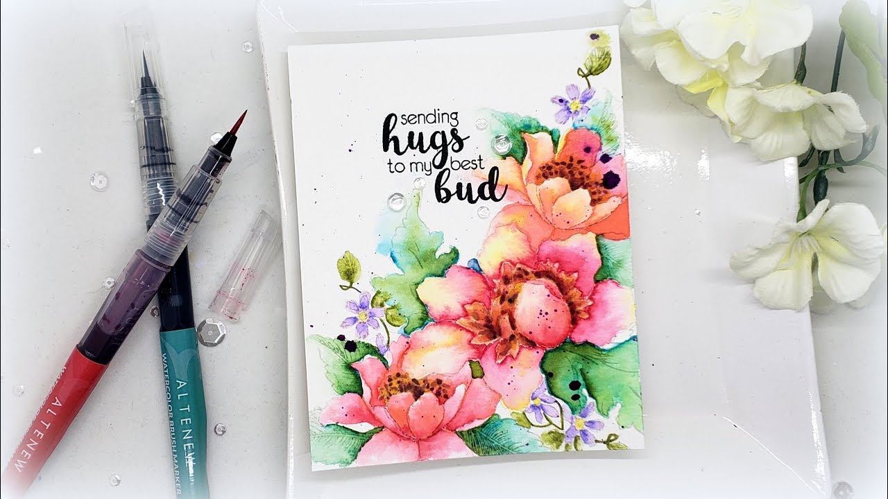No line Watercoloring and Alcohol Markers