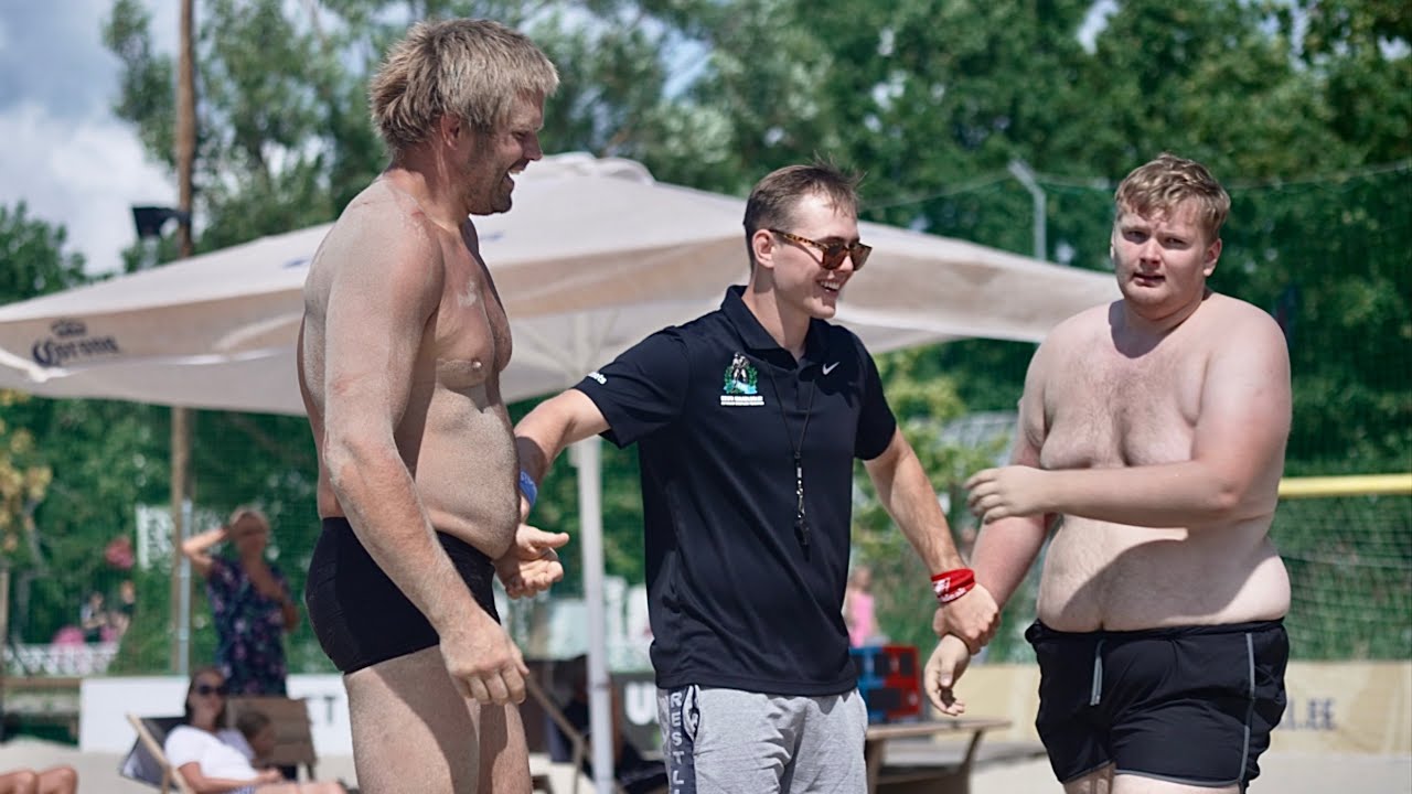 Olavi Reilent (EST) vs Kaarel Maaten (EST) 130kg. Men beach wrestling.