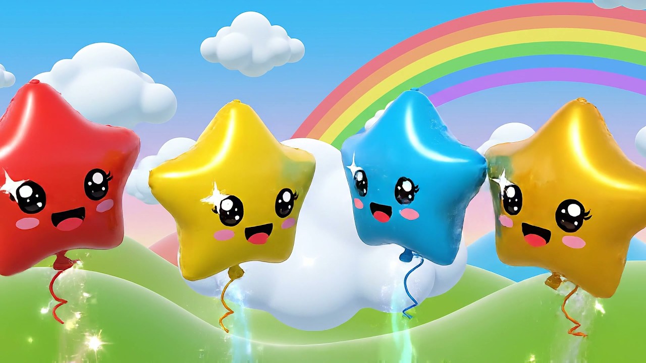 Cuatro Pequeñas Estrellas de Globo Pop Pop | Canciones Infantiles y Números