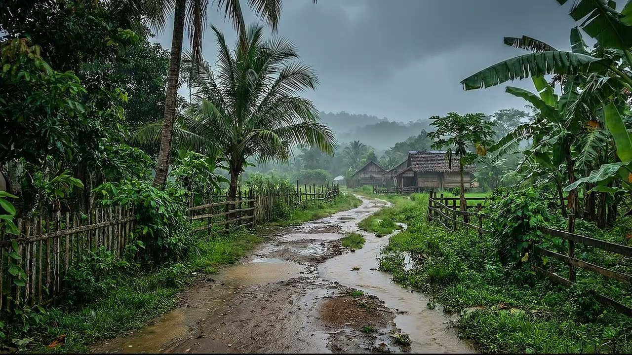 Soothing Rain on a Rural Road 🌧️ 4K Ultra HD ASMR Rain Sounds | No Music