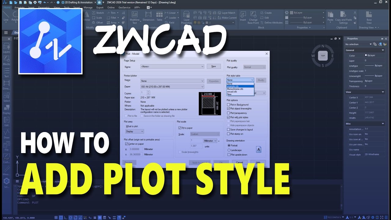 ZWCAD How To Add Plot Style